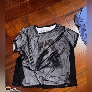 Black Mesh Graphic T-Shirt